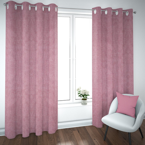 Set De Cortinas Blackout 2 Paños De 140 X 220 Cm Rosa