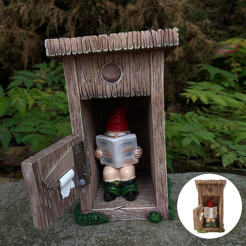 Gnome Toilet Lee El Periódico Y Se Olvida De Cerrar La Puert