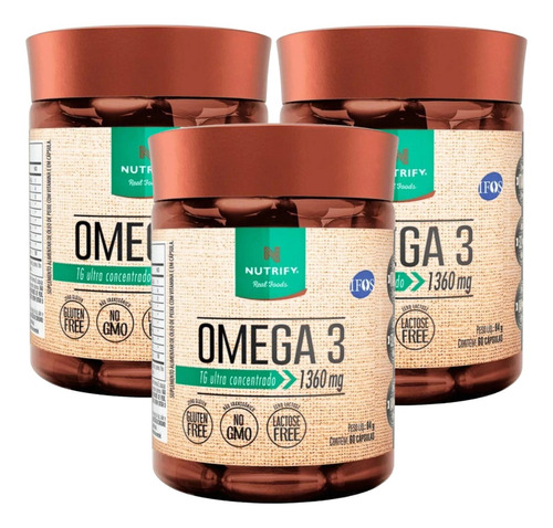 3 Ômega 3 Ifos Vitamina E Epa 840 E Dha 521 60 Caps Nutrify Sabor Neutro