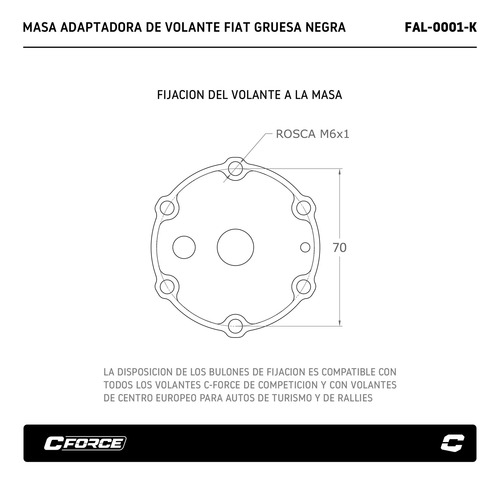 Masa Adaptadora Collino Volante Fiat Estria Gruesa Faster