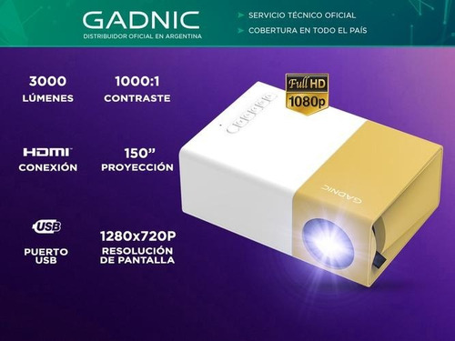 Mini Proyector Wifi Portatil 3000lumenesfull Hd Gadnicblanco Blanco