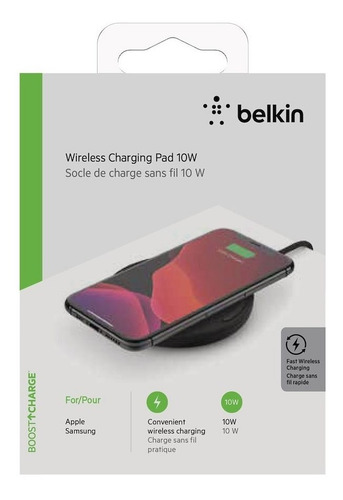 Cargador Inalambrico Belkin 10w + Cargador De Pared + Cable