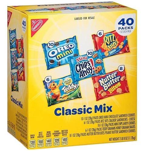 Galletas Nabisco Classic Mix 40packs Oreo Ritz Chips Nutter