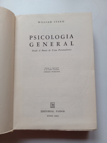 Psicología General. W. Stern. Paidos. 1957