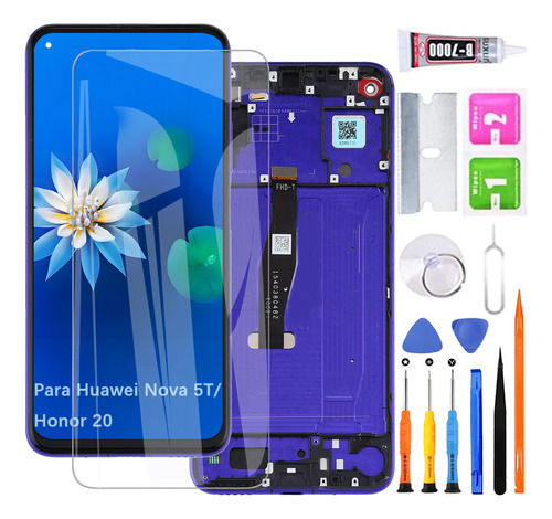 (Morado)Pantalla Para Huawei Nova 5t / Honor 20 Con Marco