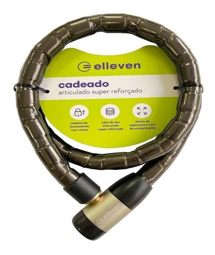 Cadeado Elleven Cabo Aço 1,5mt X 12mm P/ Moto Bike