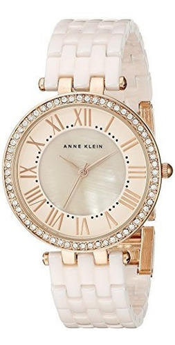 Reloj Con Brazalete De Ceramica Rosa Y Amatista De Cristal R