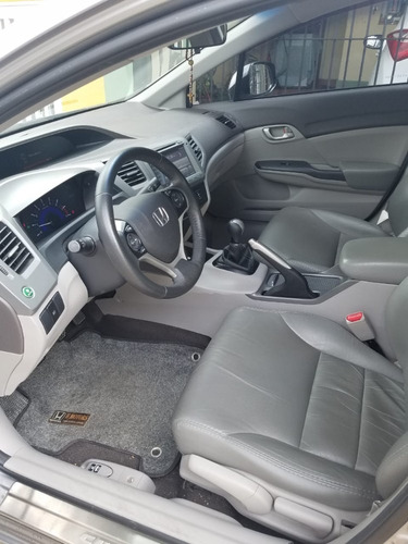 Civic Sedan Lxs 1.8 Flex Manual 2013 Cinza Un Dono Completo