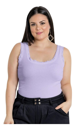 Blusa Regata Feminina Plus Size Canelada Varias Cores