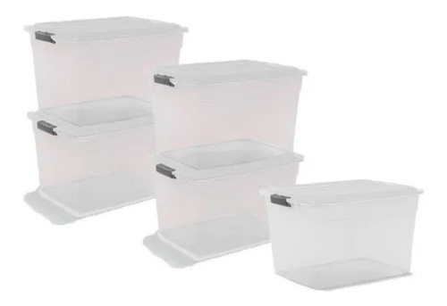 Pack X 5 Caja De Plastico Apilable Colombraro 34 Litros  Prm