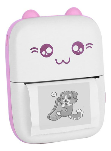 Mini Impressora Térmica Portátil Gatinho Bluetooth Cor Rosa