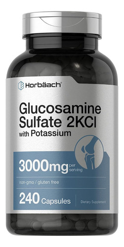 Sulfato De Glucosamina 2kci Con Potasio 3000 Mg 240 Capsulas Sabor S/n