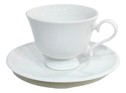 Taza Blanco Y Plato De Te Porcelana Luxe X3 Unidades