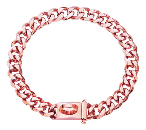 Collar De Perro Cubano De Lujo De Oro Rosa De 18 Quilates, C