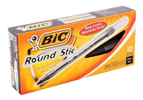 Lapicera Round Stick Negro X12 Bic