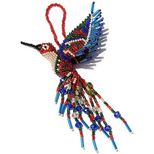 Nuevo Colibrí, Figurina Ornamental Cuentas, Rojo, Azul...