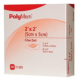 203 Apósito Polymem Film Dot Wound Lf Foam 2x2 Sq 20 Por Caj