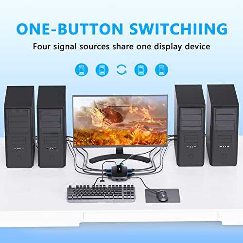 Conmutador Kvm Hdmi 4 Puertos, Unnlink Usb Para 4