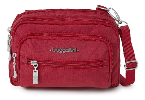 Baggallini - Bolso Tipo Bandolera Con Triple Cremallera, Roj