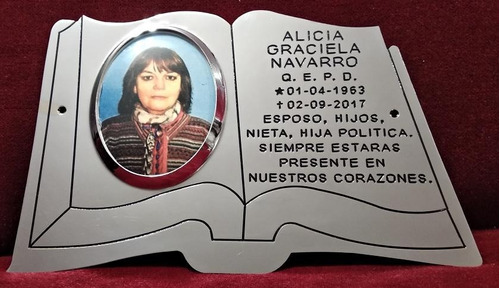 Placa Recordatoria Cementerio 30x20 Libro Bronce + Foto 