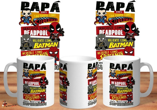 Taza Dia Del Padre Super Heroes Papá Hd Art