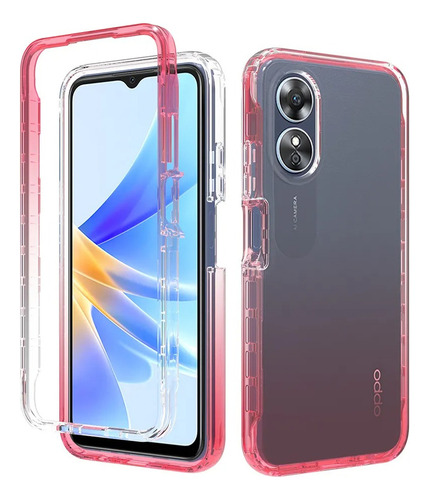 Funda 2 En 1 Uso Rudo For Modelos Oppo Bicolor Transparente