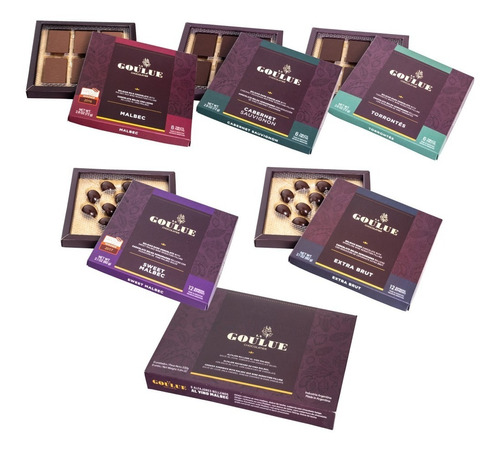 La Goulue Chocolates 5 Varietales + 1x6 Alfajores De Malbec