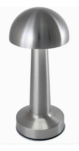 Lampara Velador Acero Hongo Luz Led Touch 3 Luces - 3 Tonos Plateado Plateado