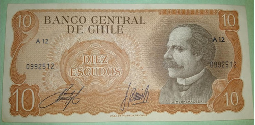 Billete Chile 10 Escudos Excelente Estado