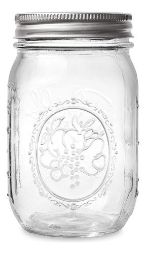 Jarras Mason De 473ml Con Tapas Y Bandas, Pack De 12 Unidade