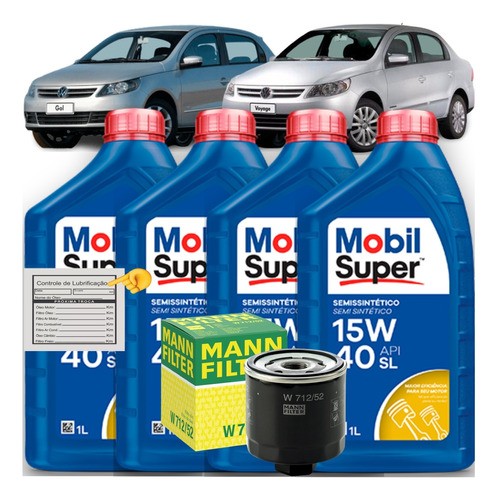 Kit Troca Oleo Mobil 15w40 Gol Saveiro Voyage G5 2008 Á 2013