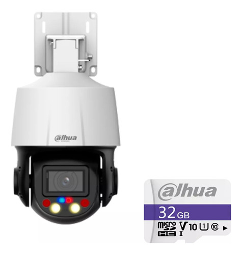 Camara Ip Ptz De 4 Mp Tioc 5x Iluminación Dual Inteligente Disuasión Activa Con Luz Roja Y Azul Con Memoria Microsd De 32gb