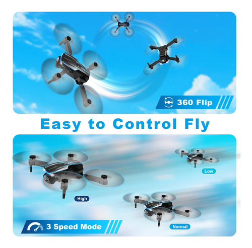 Mini Dron Fpv 1080p Plegable Con Cámara Y 2 Baterías Azul