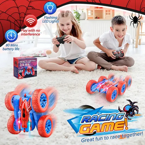 Coche Teledirigido Transformable En Robot Araña 2 En 1 – Gira 360°, Luces LED Y Mando 2.4 GHz, Juguete Educativo Para Niños De 3 A 8 Años, Regalo De Cumpleaños
