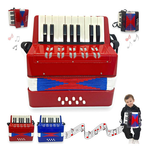 Sanfona Acordeon Infantil Semi Profissional 8 Baixos Grande