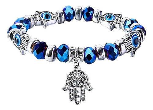 Zeshimb Evil Eye Hamsa Pulsera De Cristal Con Cuentas Fátima