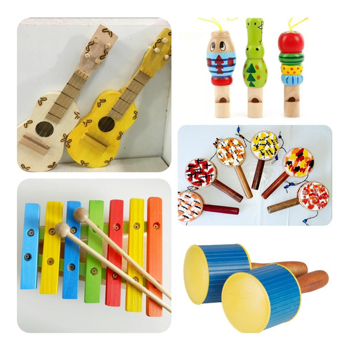 Kit Com 5 Instrumentos Musicais Infantis Montessorianos 