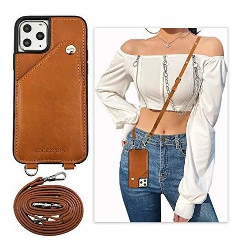 Luckycoin Crossbody Pebble Caja De Cuero Para iPhone 6mdf8