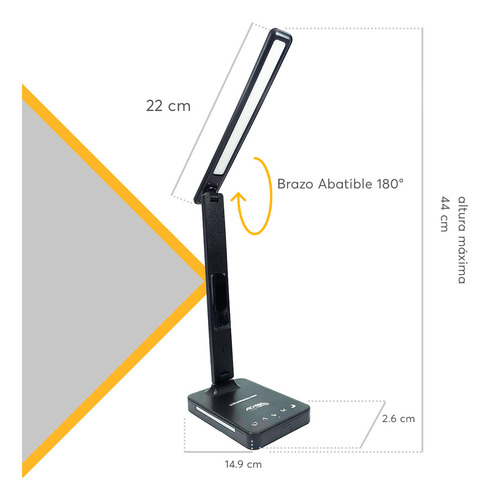 Lámpara De Escritorio Led Con Cargador Inalámbrico Reloj Adi