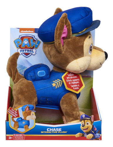 Paw Patrol, Peluche de Chase, 30.5 cm, sonidos, frases