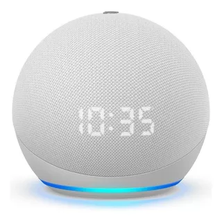 Amazon Echo Dot 4th Gen with clock con asistente virtual Alexa, pantalla integrada glacier white 110V/240V