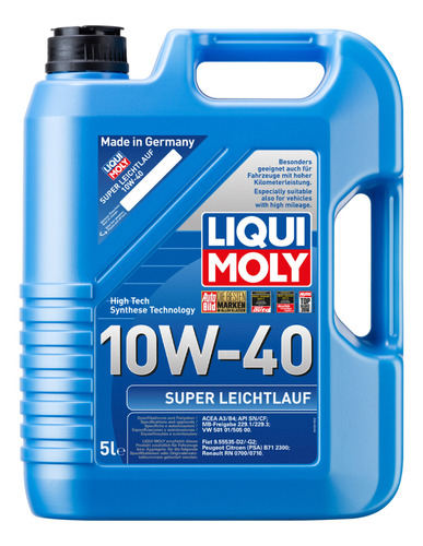 Aceite Sintético Liqui Moly 10w40 Super Leichtlauf  5 Litros
