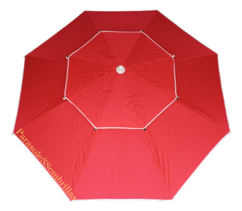 Parasol Sombrilla Lona Rojo Desfog 2.40mt Diam Varilla Fibra