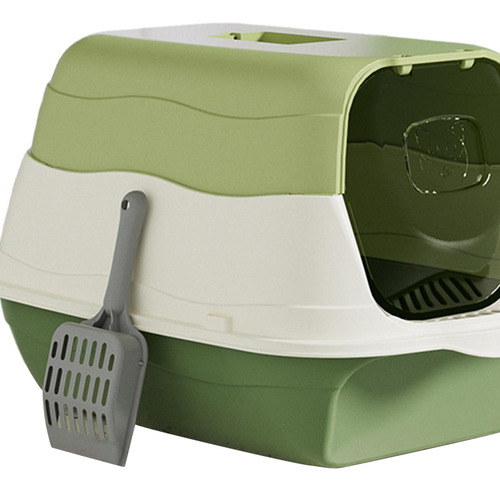 Caja De Arena Para Gatos Con Capucha Y Tapa Verde