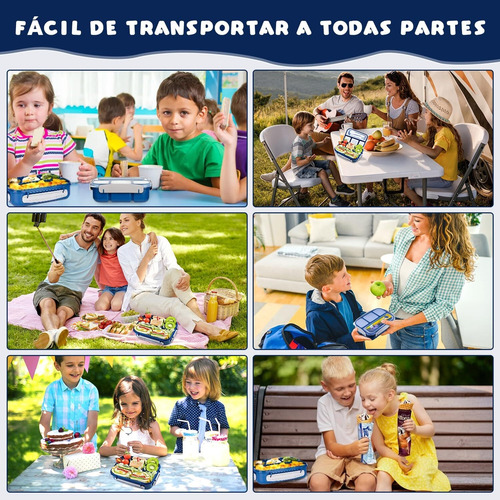 Fiambrera Bento Box Para Niños Y Adultos 4 Compartimentos