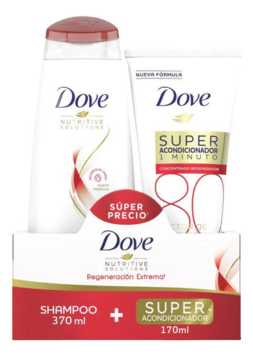 Shampoo Dove 370 Ml +  Super Acondicionador 170 Ml