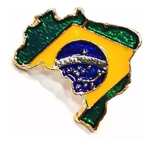 Kit 10 Pim Bótom Broche Mapa Do Brasil 18mm Folheado A Ouro