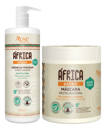 Kit Apse África Baobá Creme De Pentear 1l + Máscara 500g