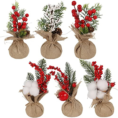 Juego De 6 Mini Decoraciones De Árbol De Navidad, Árb...