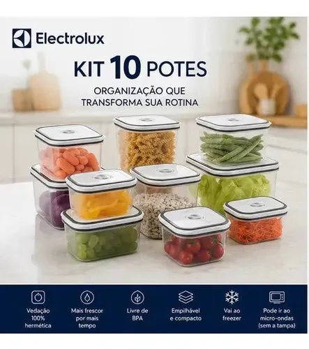 Potes Herméticos Electrolux de Plástico Com 10 Unidades